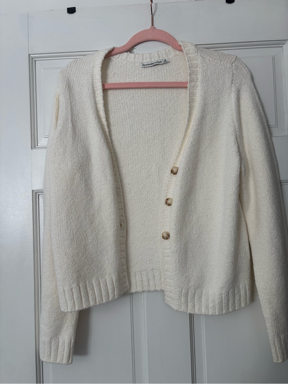 Abercrombie & Fitch Cream Button-Up Knit Cardigan